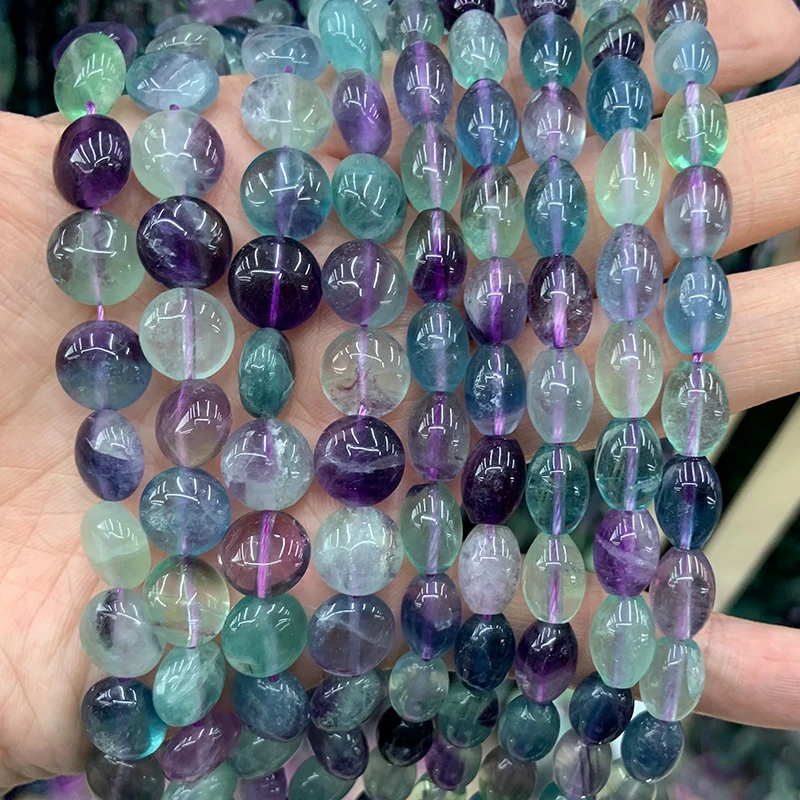 

6x10mm Natural Fluorite Stone Beads 15'' Coin Olive Rice DIY Loose Beads For Jewelry Making Women Beads Bracelet Necklace Gift