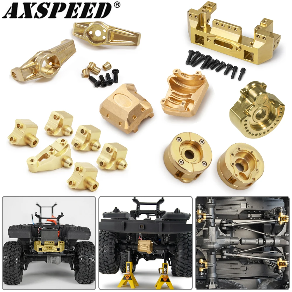 AXSPEED Heavy Brass Counterweight Portal Axle Housing Diff Cover Bumper Mount for 1/10 RC Crawler Car TRX4 TRX6 Parts