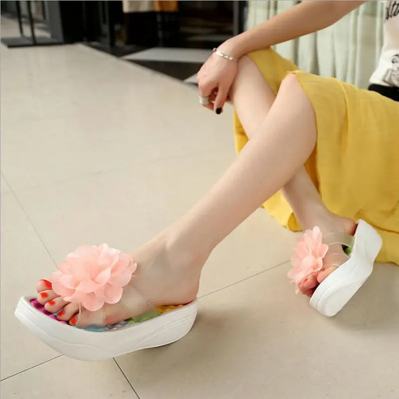 Summer Sandals Wedges Flip Flops Platform Slippers Shoes slippers sandalia New Women Sandals Fashion Flower shoes RTG6