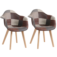 2Pcs/Set Nordic Modern Dining Chairs Patchwork Fabric Armchairs Luxury Chair Leisure Computer Stool Living Room Furniture Design