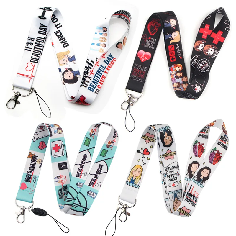 Grays Anatomy Keychain Lanyard For Key Chain USB Gym ID Card Badge Holder Neck Strap Mobile Phone DIY Hang Rope Accessories