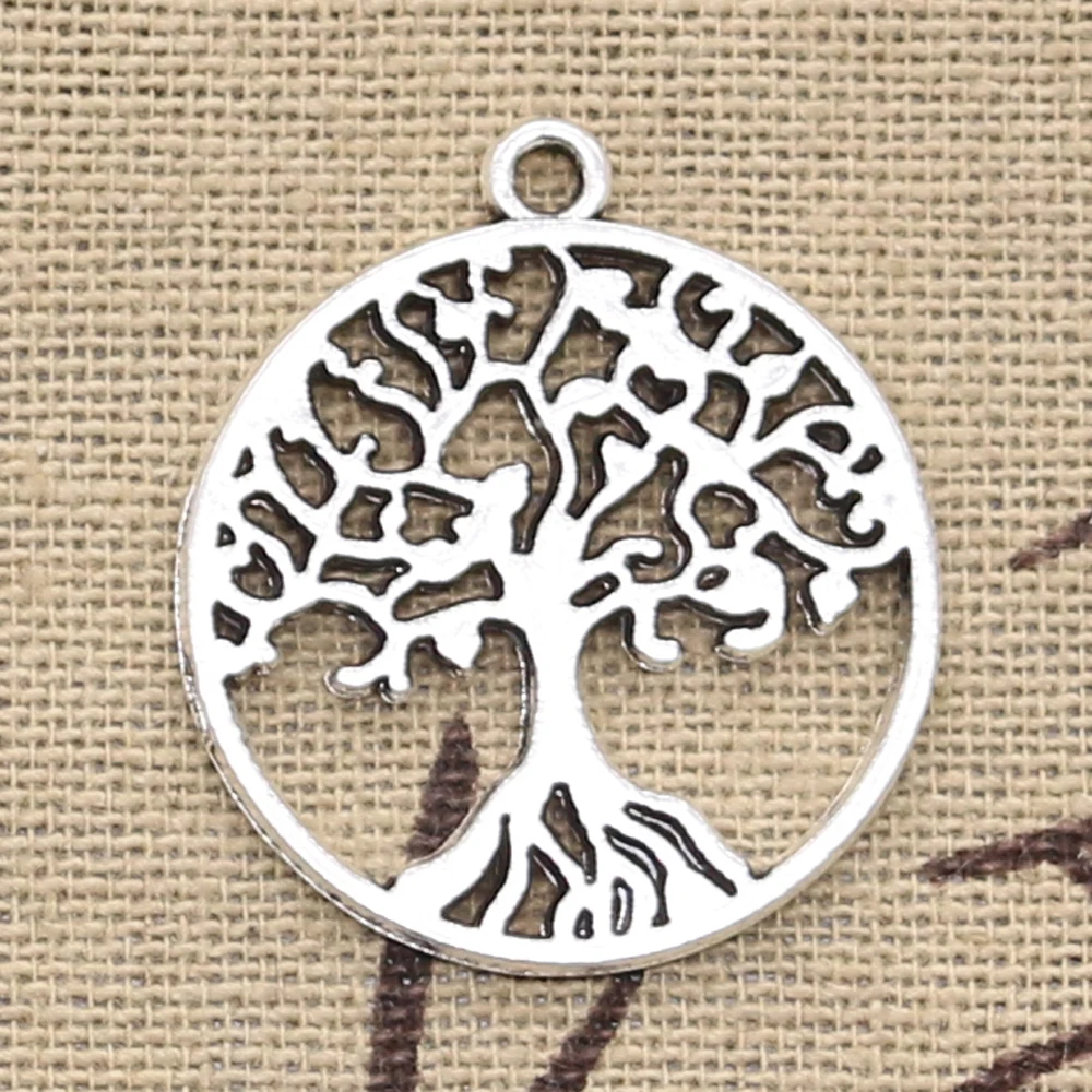 8pcs Charms World Life Tree 29x26mm Antique Silver Color Plated Pendants Making DIY Handmade Tibetan Finding Jewelry