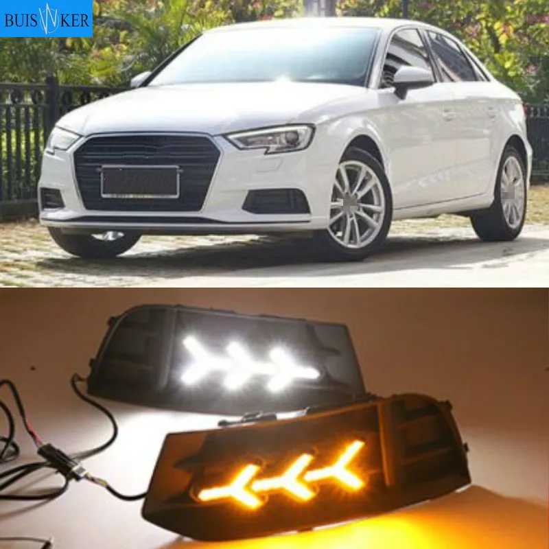 

1 set DRL For Audi A3 2017-2019 LED DRL Daytime driving Running Lights Daylight Fog Lamp cover hole light