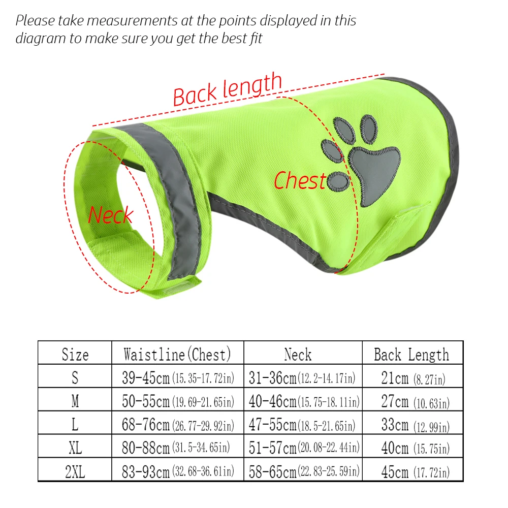 Reflective Dog Vest Outdoor Night Safety Pet Vest Jacket High Visibility Fluorescent Dog Paw Coat Ventilate Cozy Pet Supplies