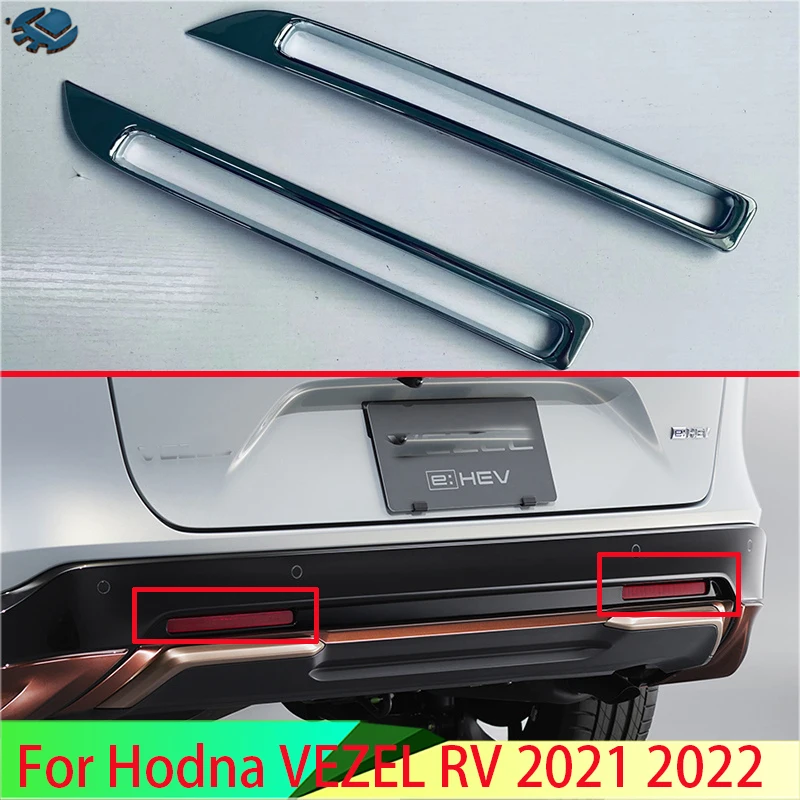 For Hodna VEZEL HR-V 2021 2022 Car Accessories ABS Chrome Rear Reflector Fog Light Lamp Cover Trim Bezel Frame Styling Garnish