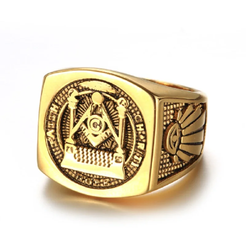 New Stainless Steel G Rings Men\'s Rings Vintage Masonic Rings Titanium Steel Gifts