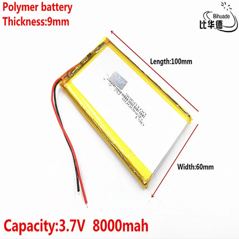 Dobra jakość 3,7 V, 8000 mAH 9060100 Polimerowy akumulator litowo-jonowy / litowo-jonowy do tabletu BANK, GPS, mp3, mp4