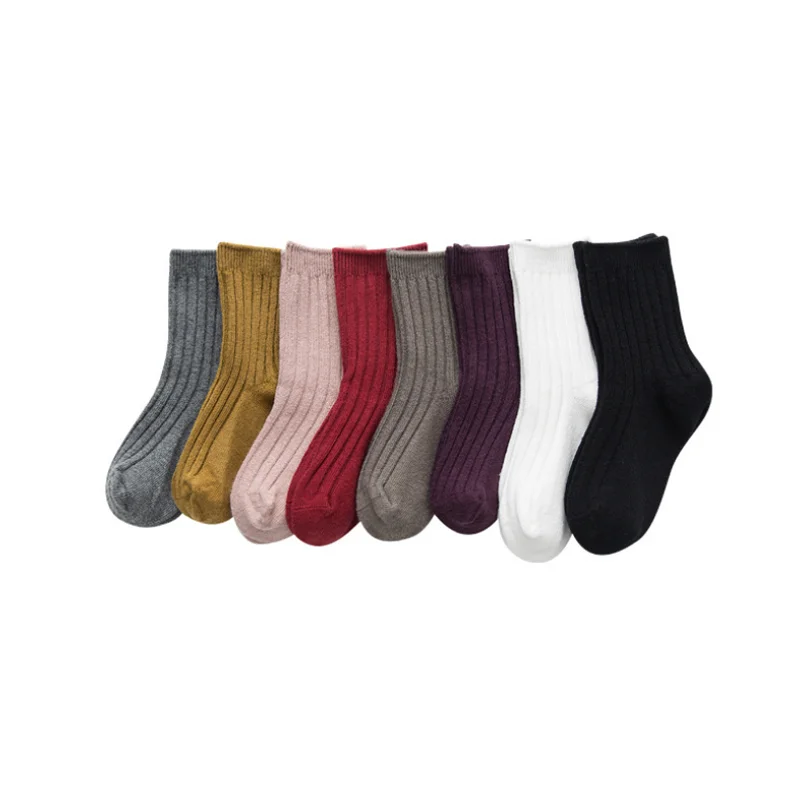 

3Pair/lot New autumn and winter solid color children's socks casual boys and girls sports kids socks