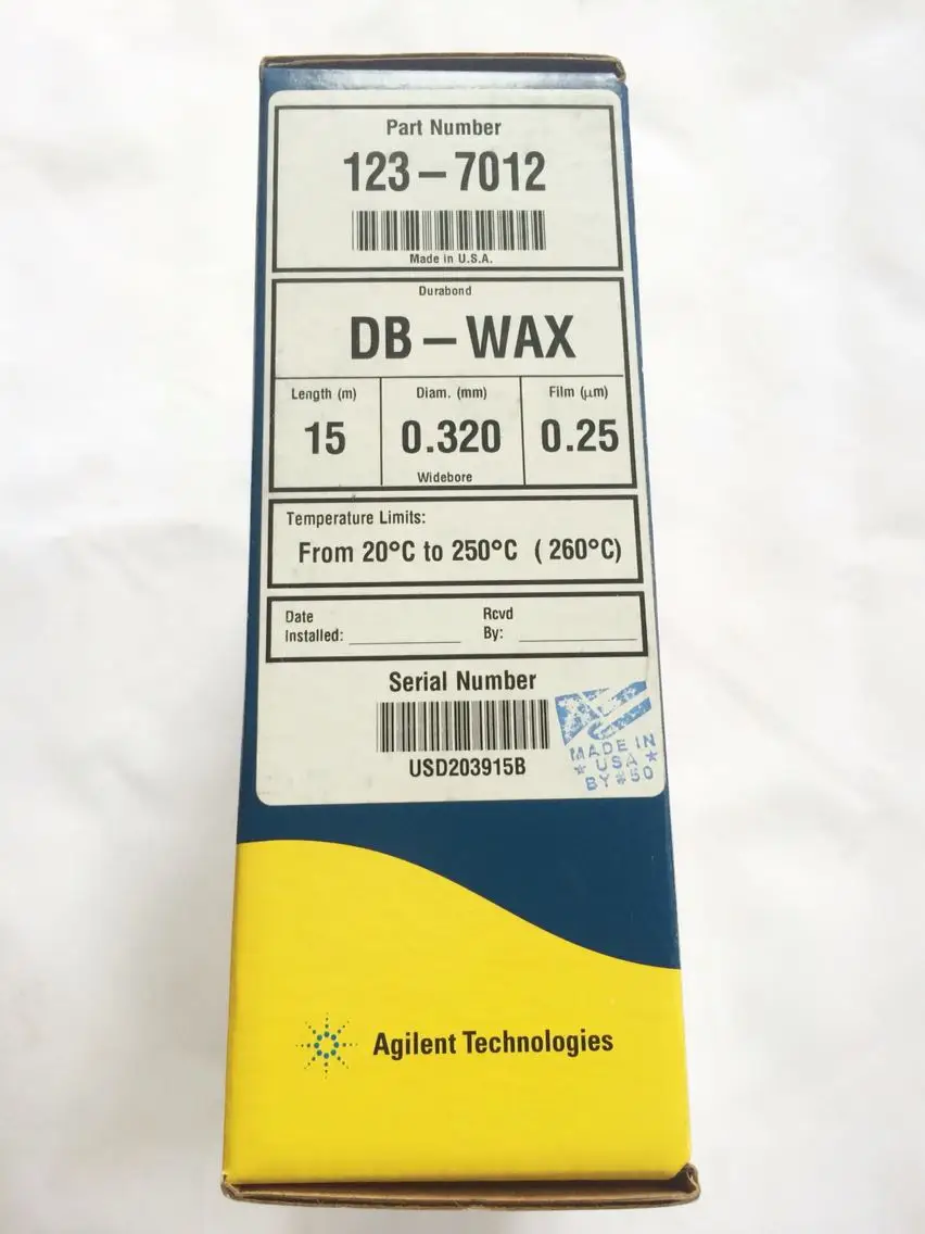 

For 123-7012 Agilent New Unsealed Gas Chromatography Column DB-WAX 15m 0.32mm 0.25u