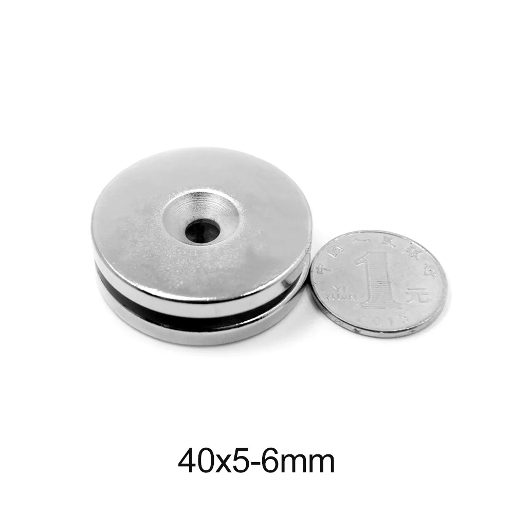 1/2/5/10/15/20PCS 40x5-6 mm Neodymium Disc Magnets 40*5 mm Hole 6mm Countersunk Round Strong Magnet 40x5-6mm  40*5-6 mm 40x5