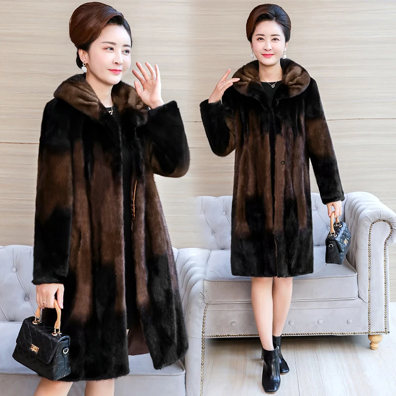 Fur Parker Jacket Woman 2022 Real Hair Mink Fleece Overcoat Winter Chic Outwear Female Warm Loose Thinner Mink coat Female