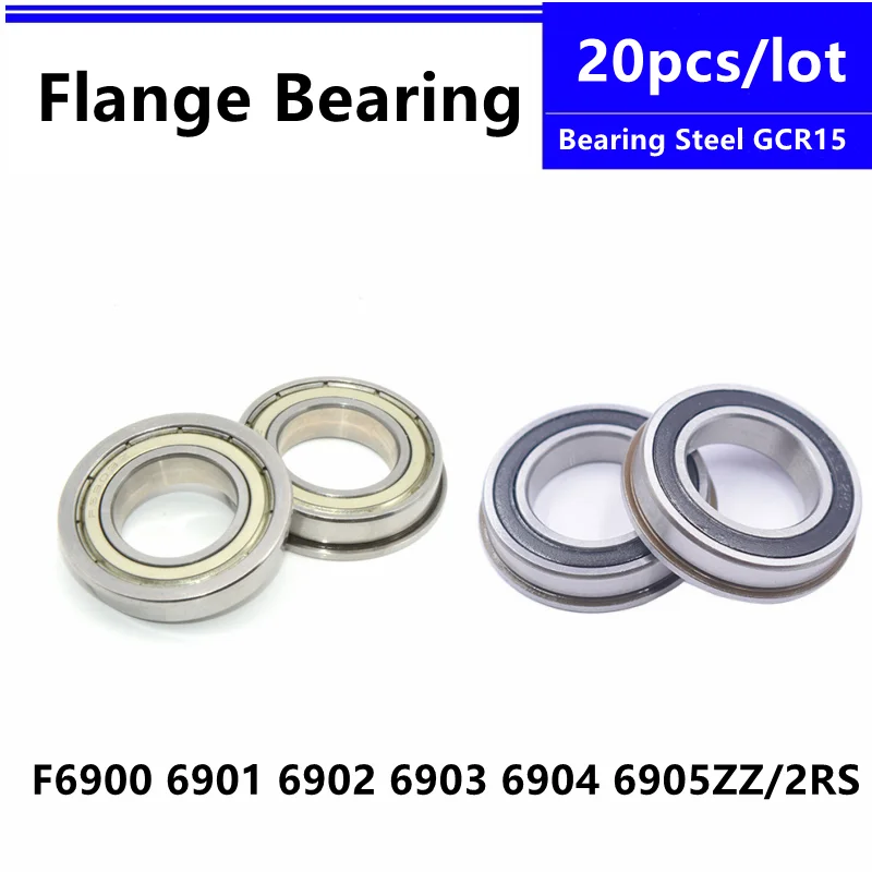 20pcs/lot Flanged bearing F 6900 6901 6902 6903 6904 6905  -ZZ -2RS flange deep groove ball bearing