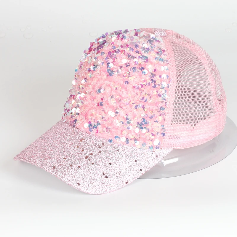 Women Girls  Fashion Sports Beanie Hat Decorative Headwear Sequin Baseball Cap for Festival Party