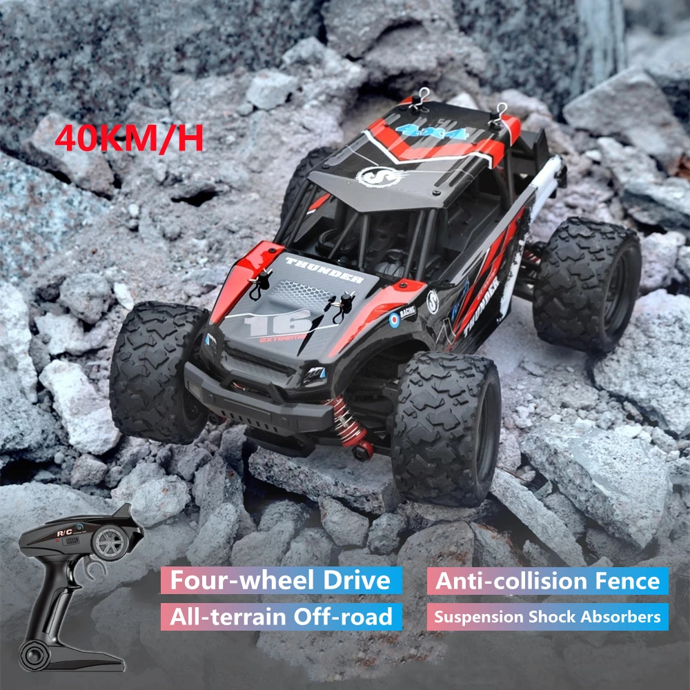 4WD All-terrain Off-road Racing Drift RC Car 40KM/H 1:18 Anti-collision Fence Suspension Shock Absorbers Remote Control Buggys