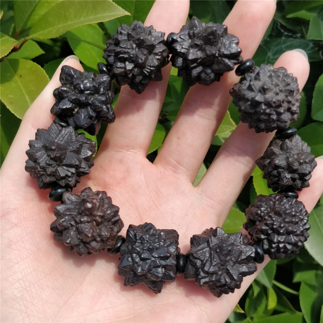 Quartz Natural Black Diamond Crystals Prophecy Rock Carbonado Mineral Ore Mine Seer Stones Jewelry Making Bracelet Cool Man Gift