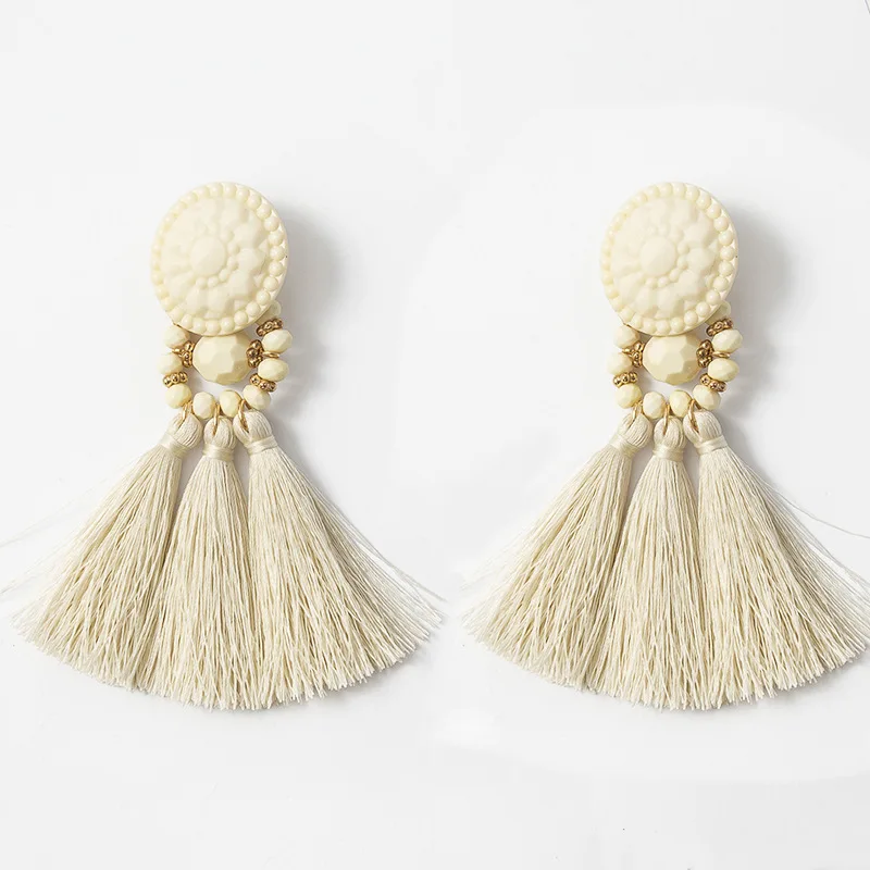Bohemia Tassel Earrings for Women Green Multi-color Beads Fringe Earring Summer Earing Boucle D\'oreille Pendante New