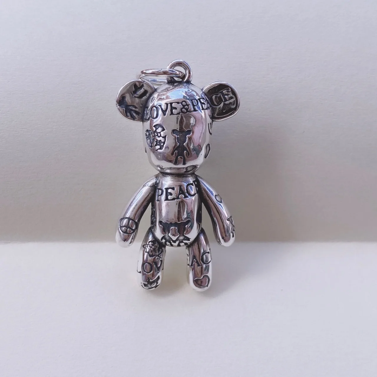 990Pure Silver Bear Pendant Female Fashion Trend Three-dimensional Pendant