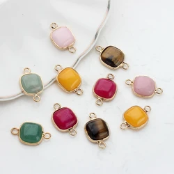 Natural Stone Natural Stone Square Charms Connectors 2pcs/lot For DIY Earrings Necklaces Bracelets Jewelry Making Accessories