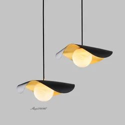 Nordic Designer Pendant Lights Black Lotus Leaf Hanging Lamp Glass Ball Lamps Living Room Decor Dining Room Furniture Hanglamp