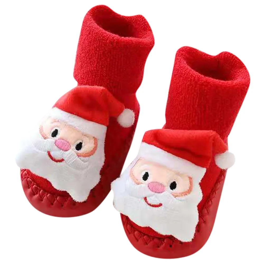 2020 Baby Girl Boys Socks Shoes Warm Winter Christmas Floor Socks Anti-Slip Baby Step Socks Child Casual Baby Shoes