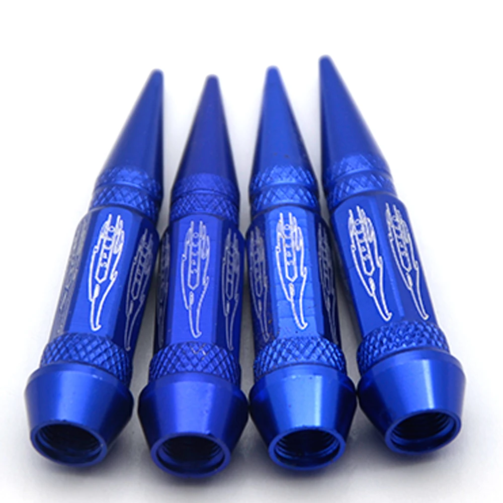 DepoTuning 4 pcs 45MM Car Auto Bike Spike Shape Tire Tyre Dust Proof Wheel Stem Aluminum Alloy Valve Cap