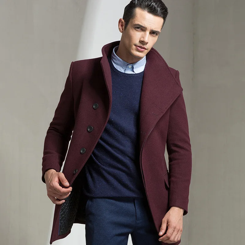 

Men Autumn Winter Wool Coat Mens Casual Solid Color Warm Wool Blends Woolen Coat Male Trench Overcoat Mens Slim Fit Wool Blazer