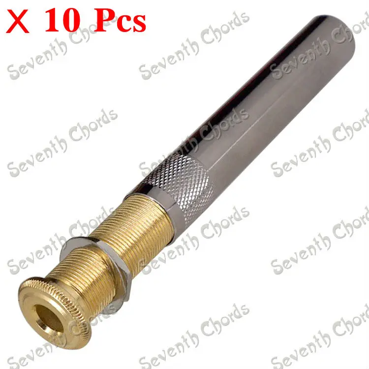 

10 Pcs 1/4" 6.35mm Gold Threaded Cylinder Jacks Sockets and Long Threaded bushing Sleeve for Guitar Bass Replacement parts