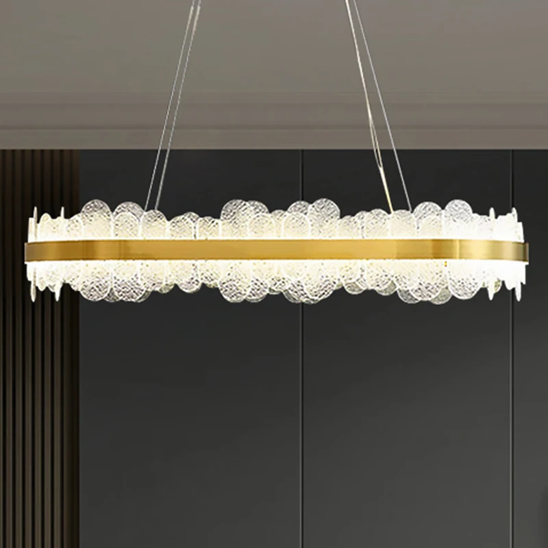 

New modern luxury Chandelier glass Living room chandeliers Restaurant Kitchen Ceiling lamp brass gold Oval Bedroom Light Fixture