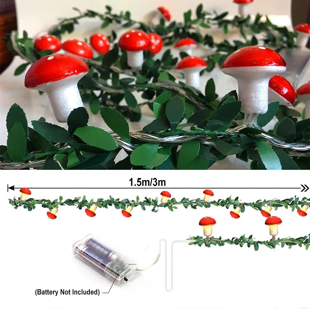 20/10leds Artificial LED Mushroom Light String Fairy Chrysanthemum Garland Light for Thanksgiving New Year Home Party Room Decor