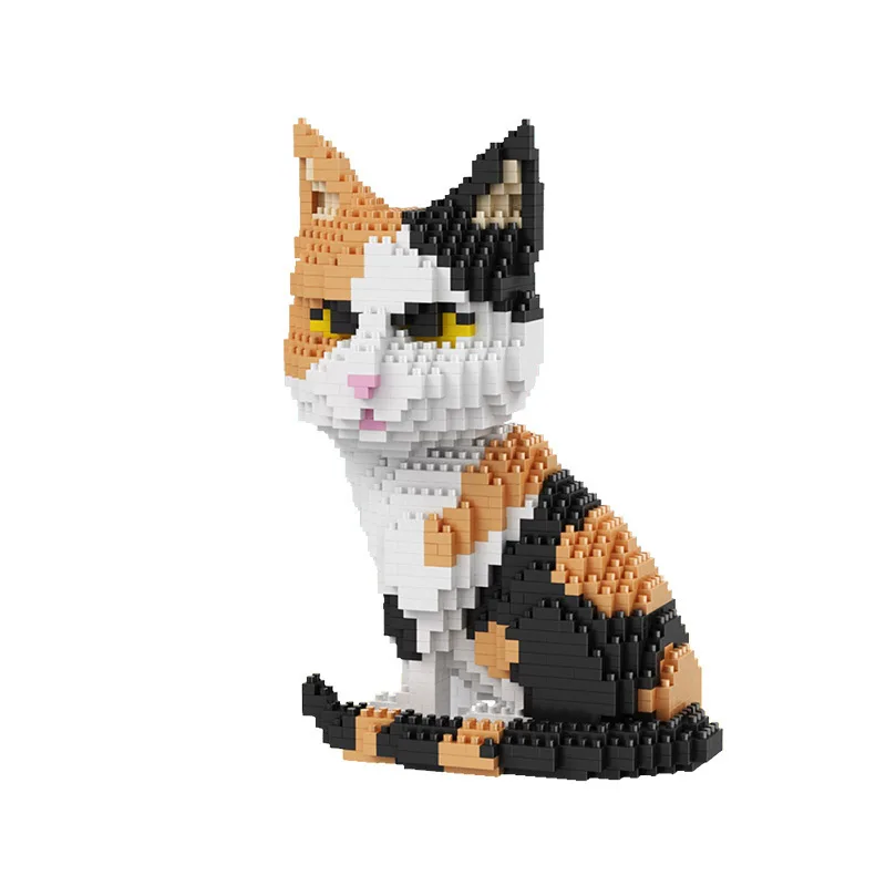 1300pcs+ Balody  Animal Building Blocks Cat 3D Sitting Stretch Cat Pets Mini Diamond Bricks Toys For Children Gift