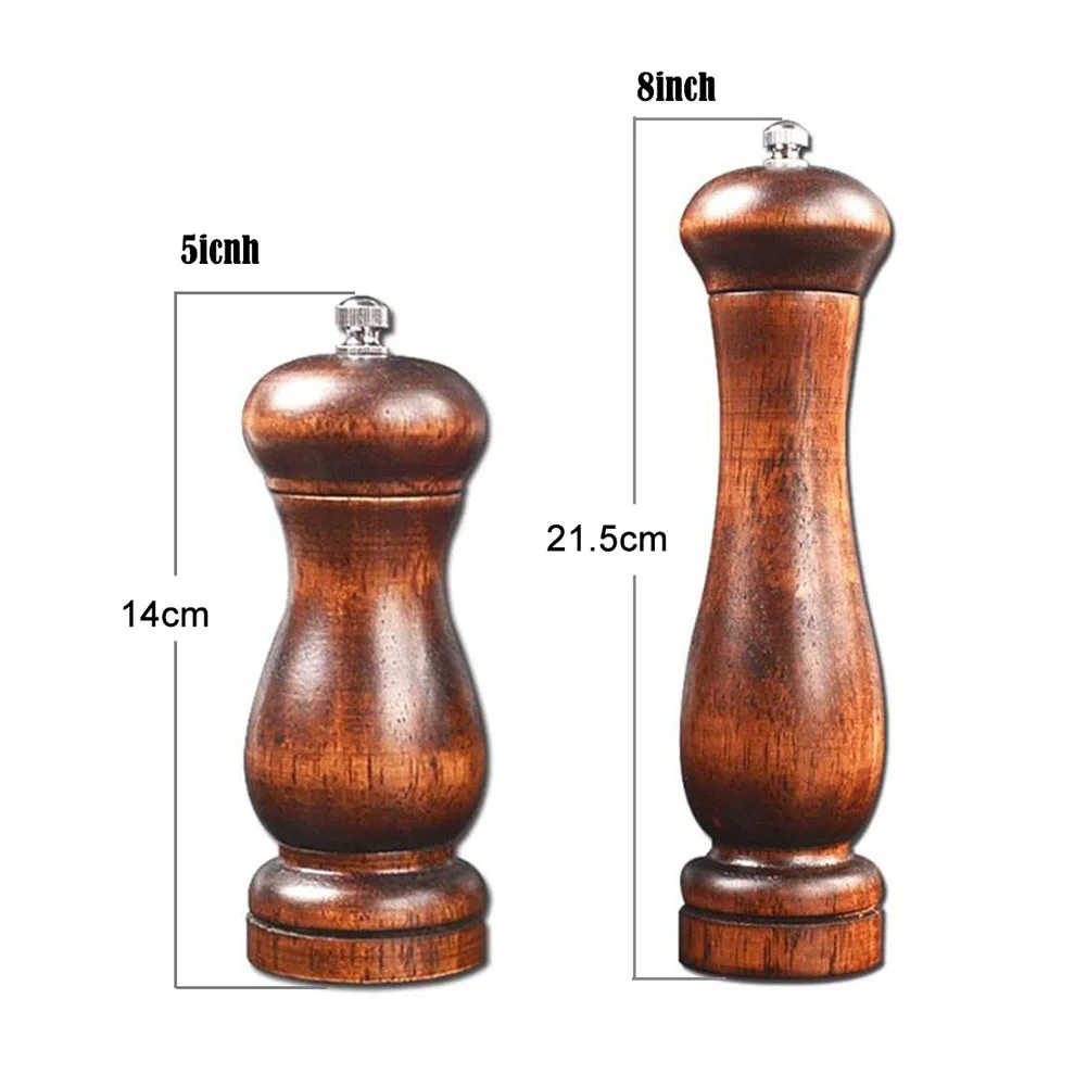 Salt and Pepper Mill, Wood Pepper Shakers with Strong Adjustable Ceramic Grinder with Spare Ceramic Rotor - Kitchen Accessories