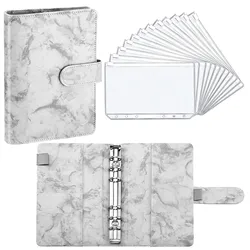 A6 PU Leather Binder Budget Notebook Folder with 12 Pieces Binder Zipper Pocket Personal Planner Cash Budget Envelopes System