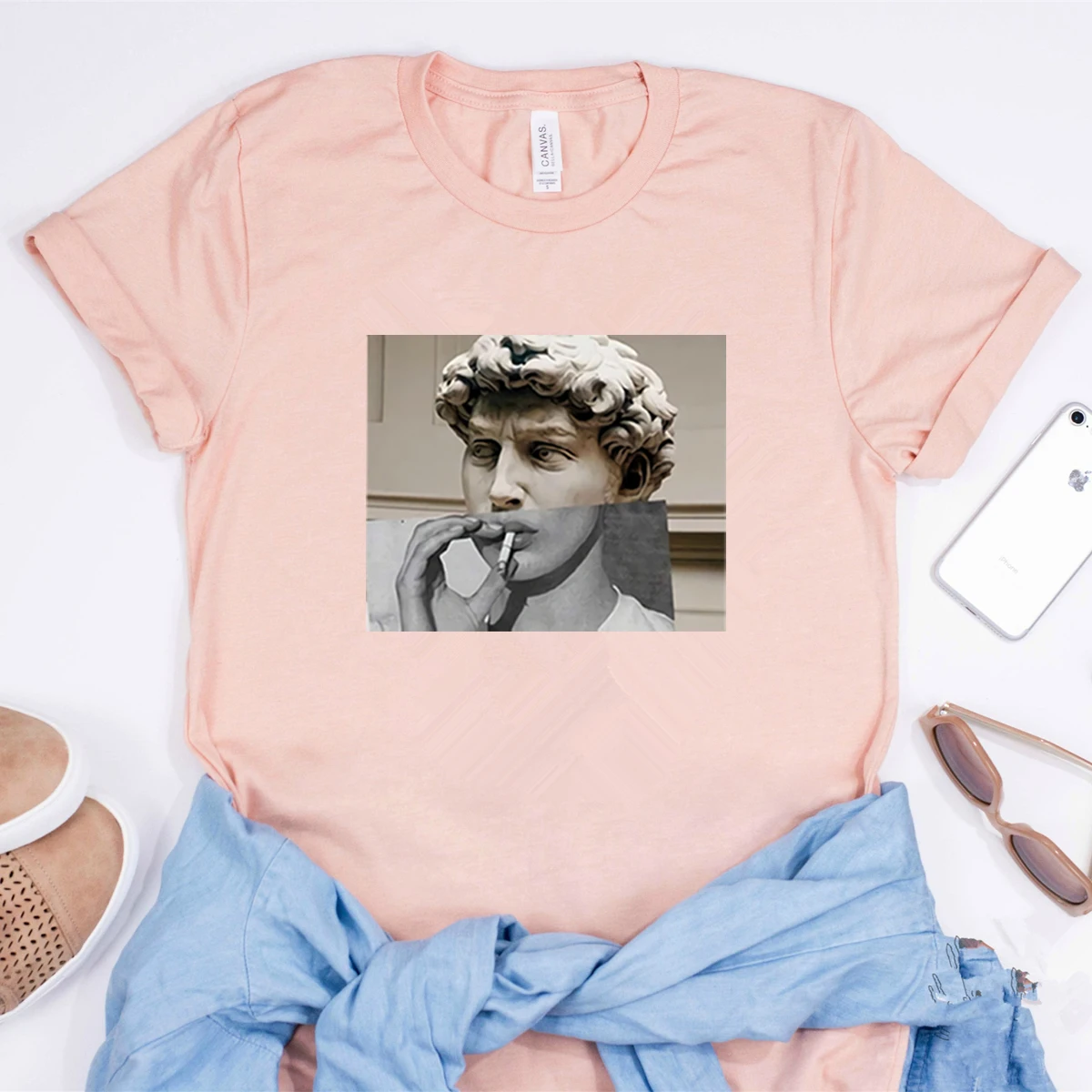 Funny Michelangelo T-shirt David  Overthinker Michelangelo Inspired Tee Women Vintage Graphic Tees Harajuku Aesthetic Shirt Tops