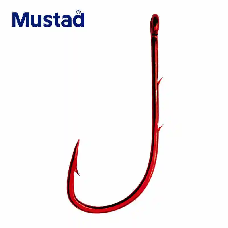 Original Mustad Hooks Live Bait Casting Fishing Hooks 92668 High Carbon Steel Red Barbed Hook Wedkarstwo Anzol Anzuelos De Pesca