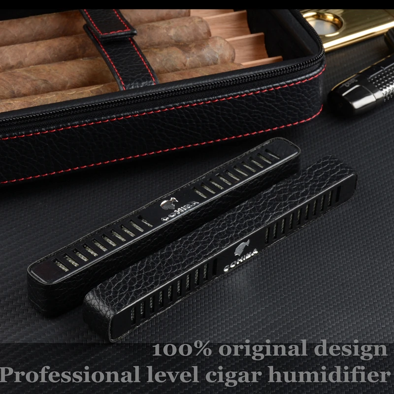 Luxuray Leather Cigar Case Portable Cigar Humidor Cedar Wood Travel Cigar Box W Humidifier Cuban Cigar Holder Best Accessory