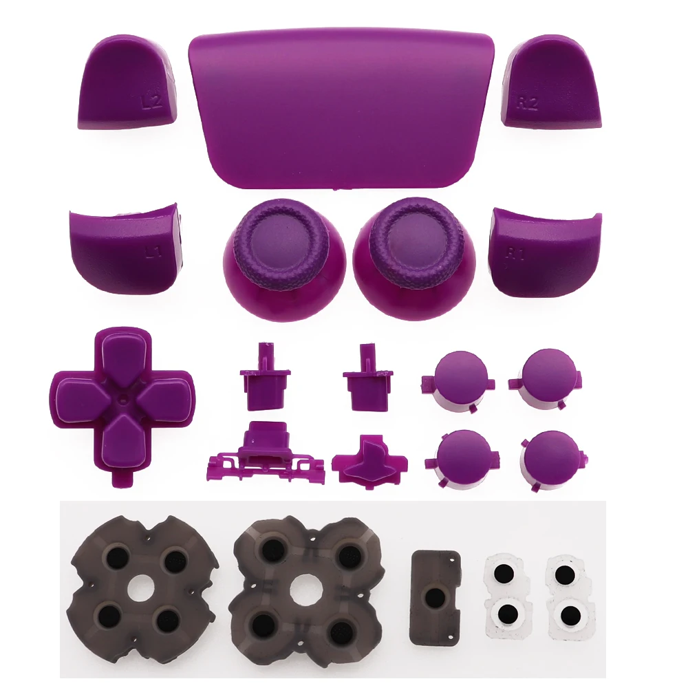 Полный набор кнопок L1 R1 L2 R2 триггер D-pad для контроллера PS5 стики для большого пальца крышка джойстика Проводящая резина