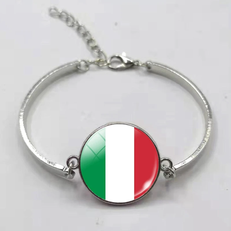 Flag Glass Bracelet Spain Italy Portugal Greece Romania Andorra Flag Picture Glass Round Bracelet Gift