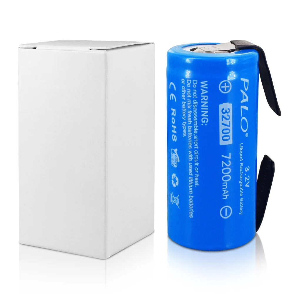 PALO High Capacity 3.2V 32700 7200mAh LiFePO4 Battery 35A Continuous Discharge Maximum High Power Batteries+Nickel sheets
