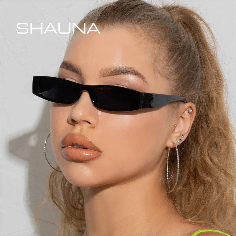 

SHAUNA Retro Small Rectangle Sunglasses Women Fashion Leopard Tea Gradient Eyewear Shades UV400 Men Trending Sun Glasses