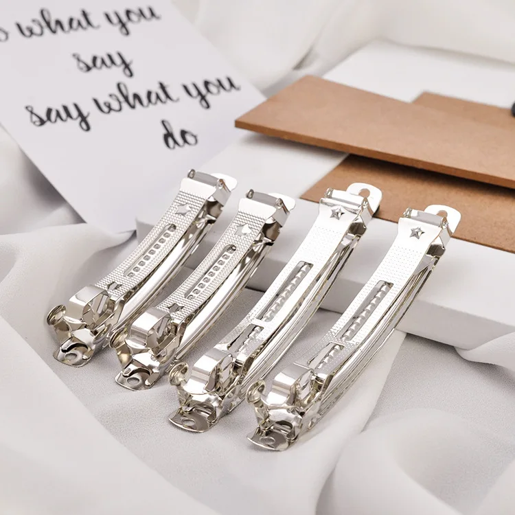 2021 French Barrette Style Spring Hair Clips Automatic Clip Blank Width Setting Rhodium Bow Hairpin Supplies For Jewelry Making