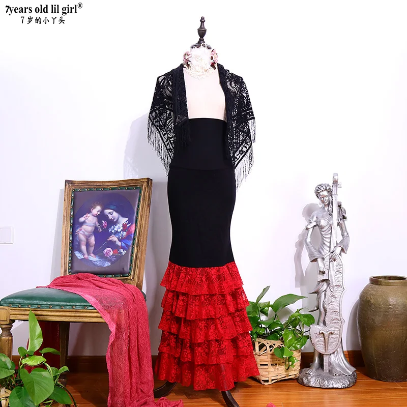 Spanish Dance Flamenco Skirt Ballroom Art Style  Dress Gypsy  Stage Wear Performance Costume ENN05