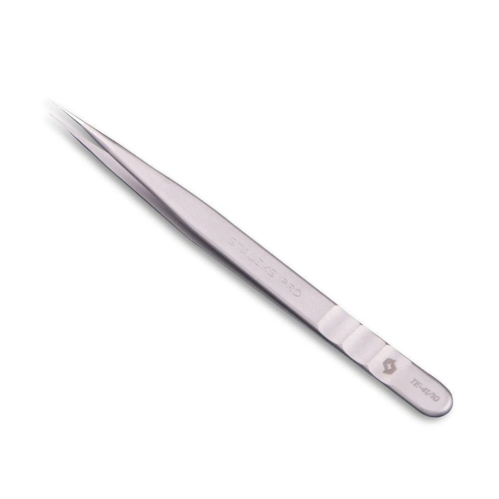 STALEKS PRO TE-41-10 Wave Pattern Embossing Tweezers Grafting Eyelashes Blooming ESD High Precise Hyper Fine AISI