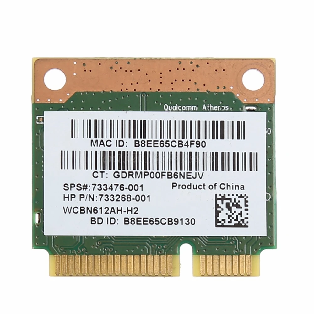 802.11b/g/n WiFi 블루투스 4.0 무선 하프 미니 PCI-E 카드, HP Atheros QCWB335 AR9565 SPS 690019-001 733476-001