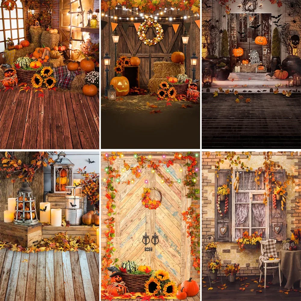 

Fall Thanksgiving Day Backdrop Photography Autumn Harvest Scenery Pumpkin Props Newborn Child Portrait Background Photo Studio