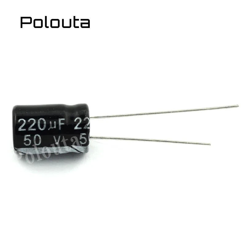 50 Pcs Polouta Direct Plug Aluminium Electrolysis Capacitor Components 2.2/3. 3/ 4.7/22/33/0.1UF 16/25/35/250/400V Platinum