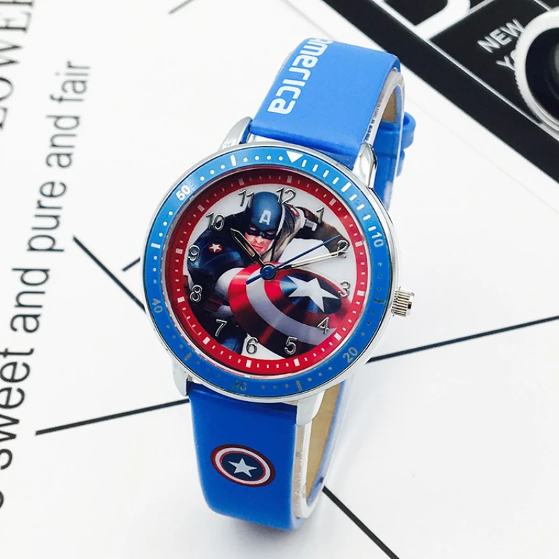 DISNEY Spiderman Captain America Iron Man enfants montre-bracelet étudiant montre à Quartz cadeau d'anniversaire de noël Super héros garçons horloge