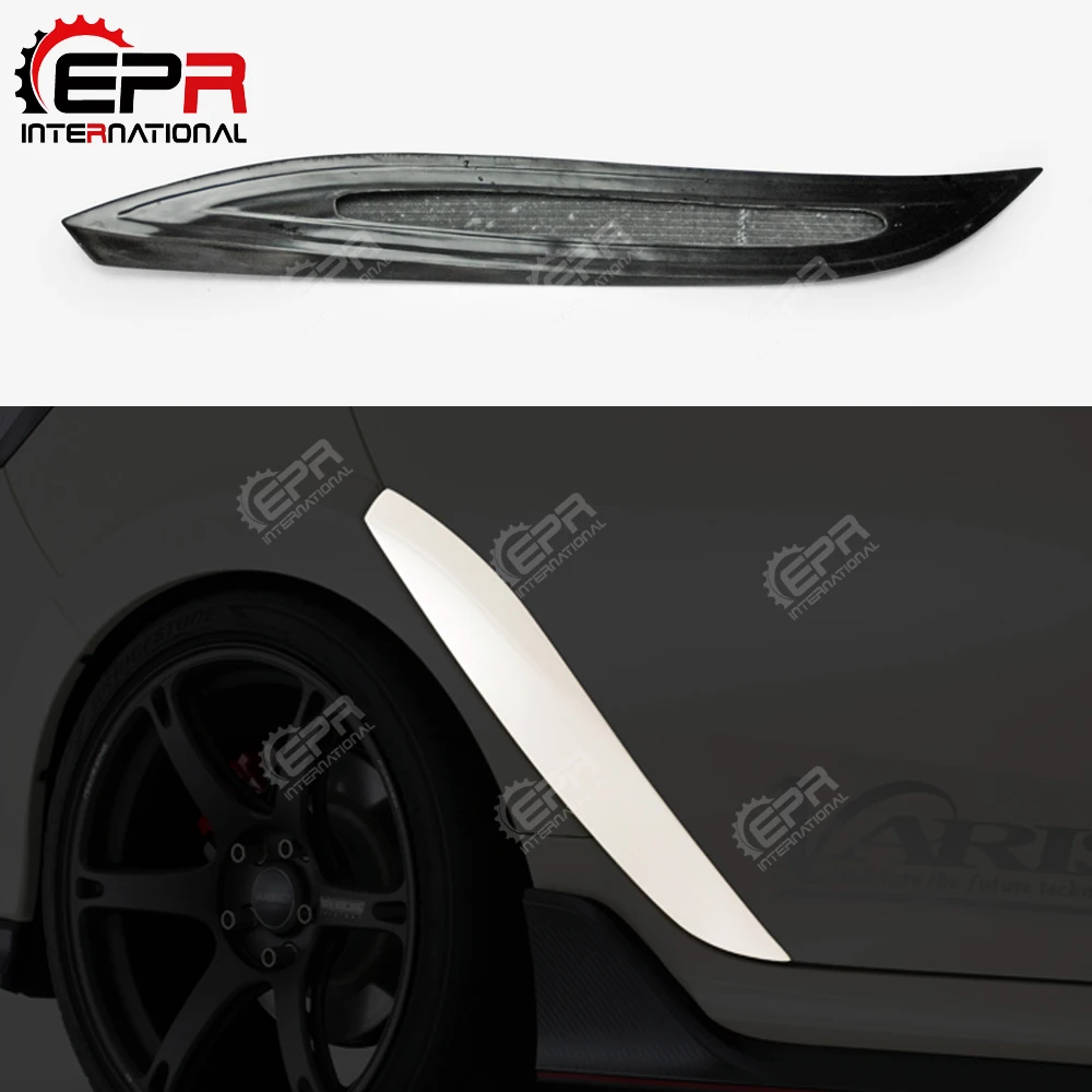 For Honda Civic Type R FK8 (5Dr Hatch) Bodykits Vrsar1 Style Carbon Fiber Rear Fender Trim Glossy Finish Wheel Flare Arch Kit