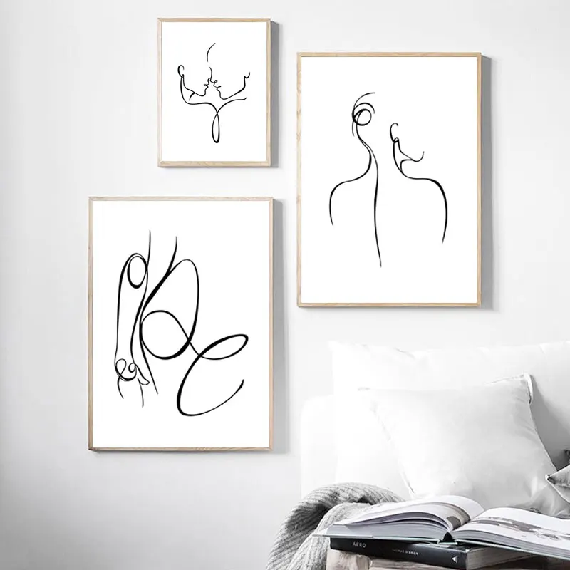 

Abstract Sexy Woman Body Line Nordic Posters And Prints Wall Art Canvas Painting Black White Wall Pictures For Living Room Decor