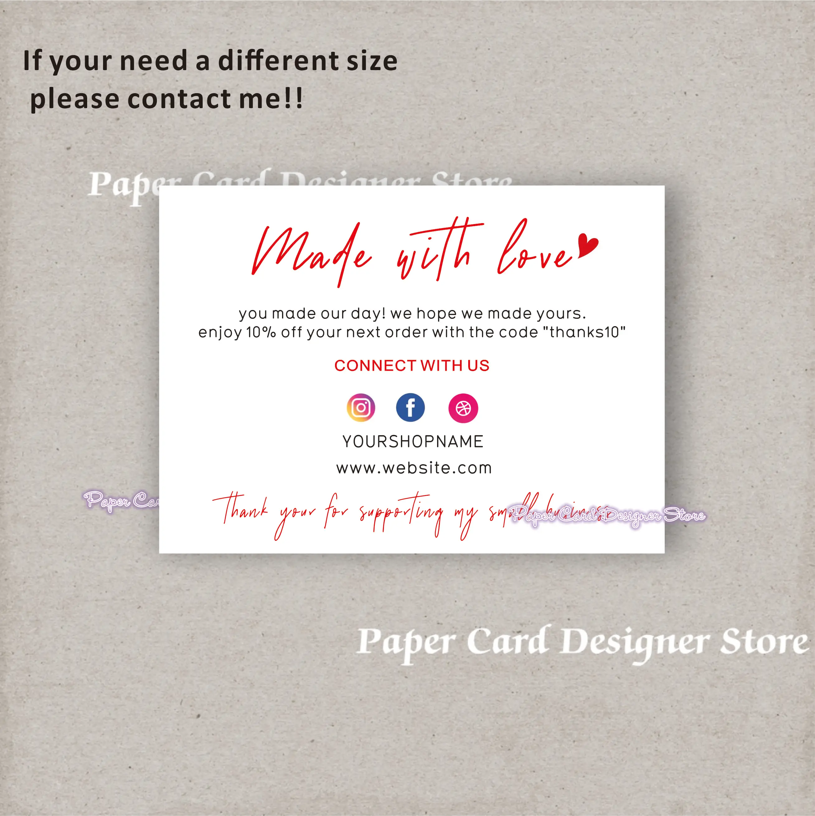 Customize LOGO Business Thank You Card Printable Modern Thanks For Your Purchase Card Small Business Minimal Package Insert Card