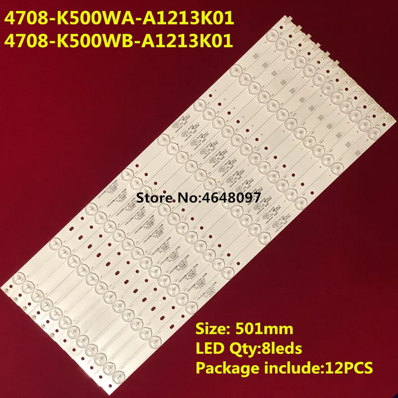 

12 Pieces/lot 50PFL3040 K500WD6 LED strip 4708-K500WA-A1213K01 4708-K500WB-A1213K01 K500WD 8 LEDs